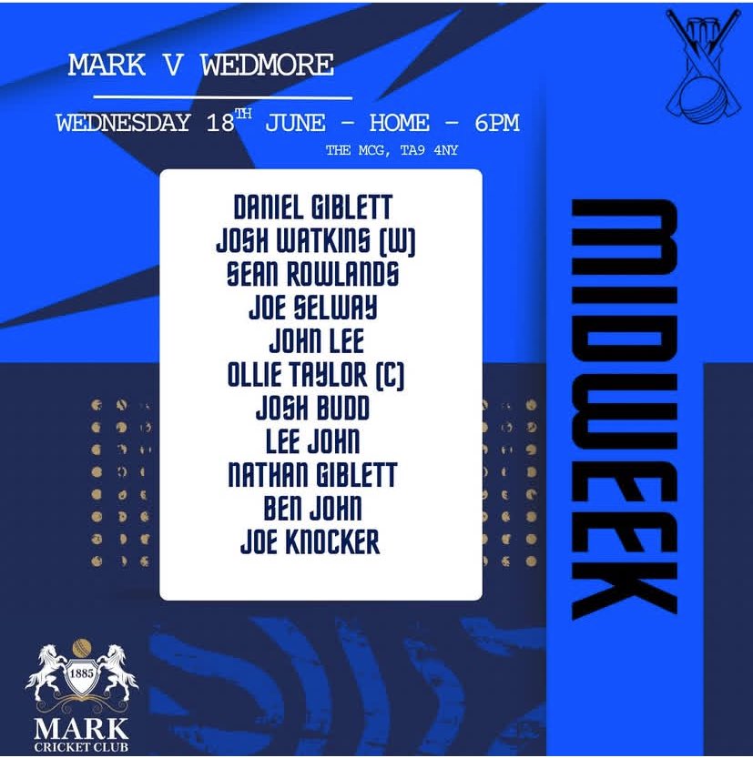 The midweek team take on Wedmore in a cup game tomorrow!🏏

A local derby, be nice to see all the supporters down the club 🍻🍺🏏