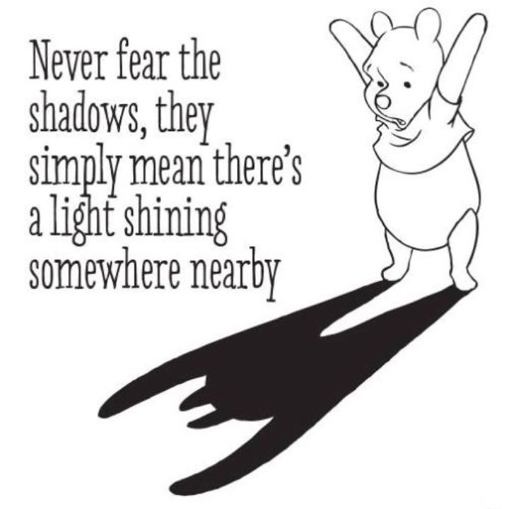 On This Day in Pooh History...June 17, 2021... 
Never fear the shadows; they simply mean there's a light shining somewhere nearby.  Not a Pooh quote, but I like it nevertheless.  #MostPooh #Pooh
