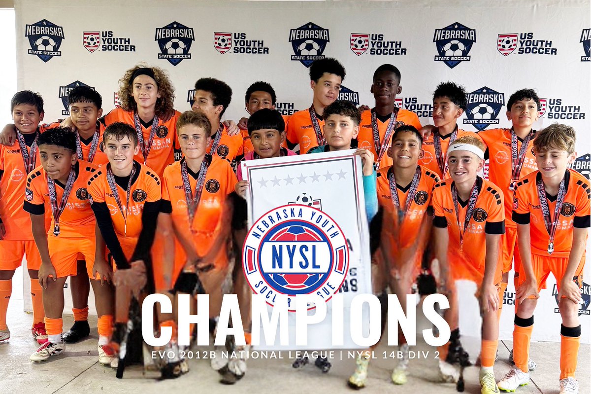 ClubEvoSoccer's tweet photo. Congratulations to EVO 2012B National League on finishing @nysl_soccer spring 2025 as 14B Division 2 CHAMPIONS 👏🏼 

#omahaevolutionsoccerclub #evolveyourgame #evolvewithus #nysl #nebraska #nebraskaleague #nebraskasoccer #omaha #omahasoccer #usyouthsoccer https://t.co/C9eRhejKkE