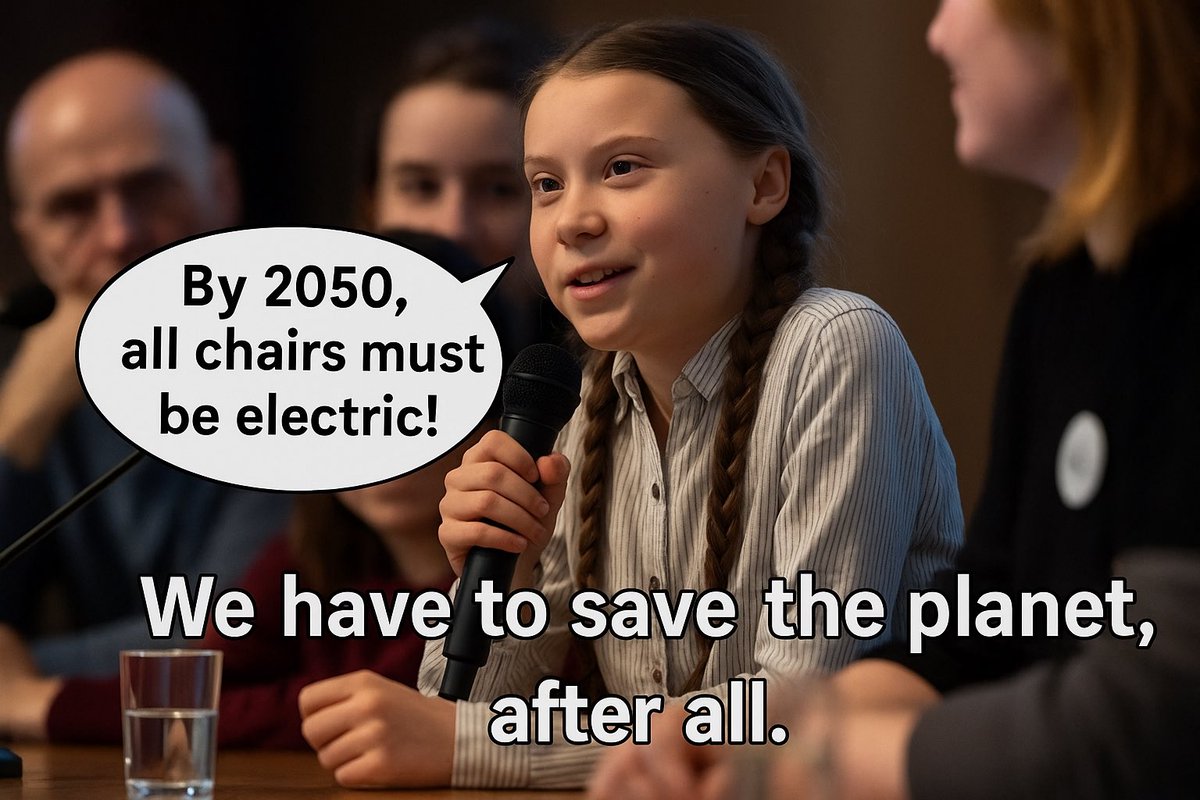 Tibetan_Diviner's tweet image. By 2050 all chairs must be electric.
I don’t know why yet, but it feels sustainable.

🔋🪑♻️
#SaveThePlanet #ElectricChairRevolution #EcoLogic