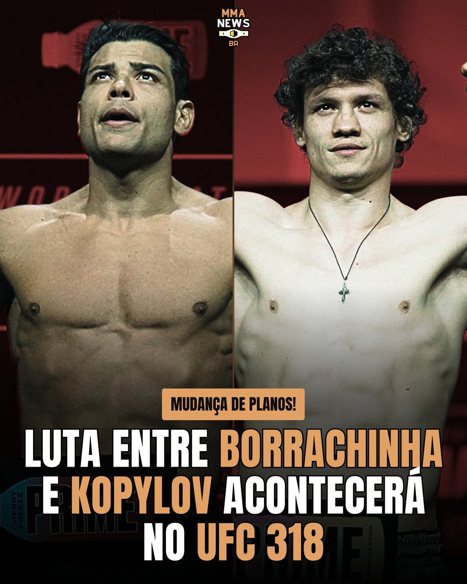 Mma News Br (@mmanews_br) on Twitter photo Segundo apuração de <a href="/laertevianamma/">Laerte Viana</a>, o brasileiro Borrachinha foi atingido por uma virose e, mesmo se recuperando, não estará 100% para subir ao octógono no dia 28 de junho.
✅ A boa notícia?
O duelo foi remarcado para o UFC 318. Segundo apuração de <a href="/laertevianamma/">Laerte Viana</a>, o brasileiro Borrachinha foi atingido por uma virose e, mesmo se recuperando, não estará 100% para subir ao octógono no dia 28 de junho.
✅ A boa notícia?
O duelo foi remarcado para o UFC 318.