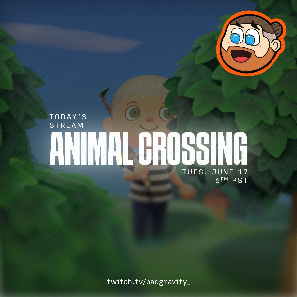 Gonna be chilling with some Animal Crossing today on stream!

I'll be going live on Twitch at 6pm PST.

Time to meet my new villagers!

twitch.tv/badgravity_