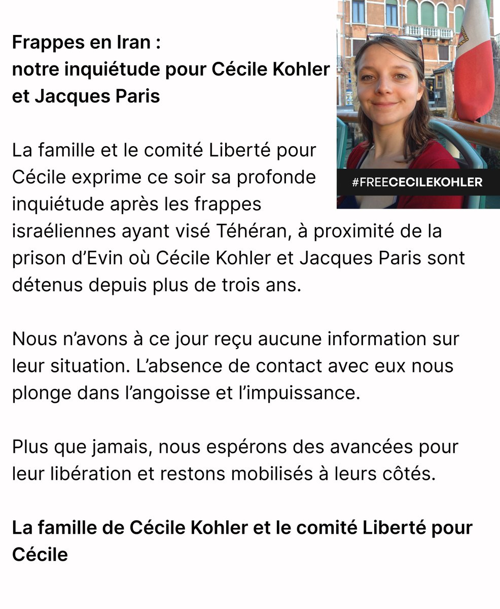 #FreeCecileKohler #FreeJacquesParis #Iran