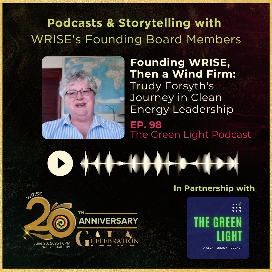 In partnership with Dylan Green, we’re proud to share a special podcast episode featuring one of WRISE’s Founding Board Members Trudy Forsyth.

🎧  ow.ly/SHuf50Wb7Lq

🎟️ ow.ly/KBX650Wb7Lt