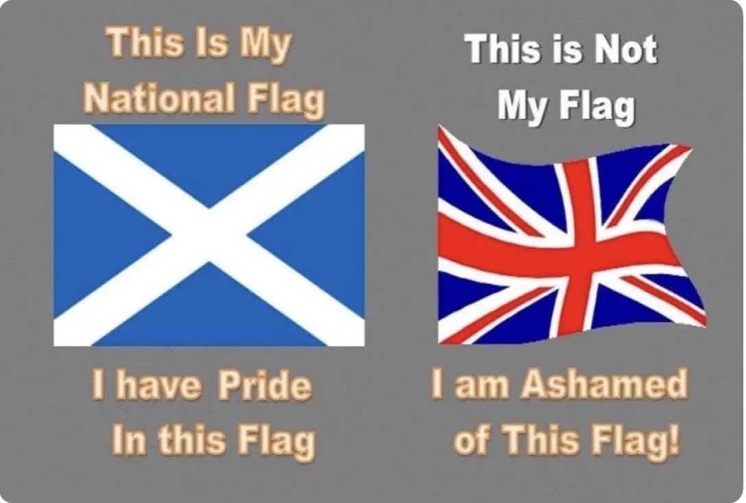 The Saltire 🏴󠁧󠁢󠁳󠁣󠁴󠁿 is the oldest national flag in Europe and could well be the oldest in the world &amp; it’s Scotland’s national flag 🏴󠁧󠁢󠁳󠁣󠁴󠁿! The butchers apron is really the 🏴󠁧󠁢󠁥󠁮󠁧󠁿 flag in disguise &amp; is most definitely not my flag!