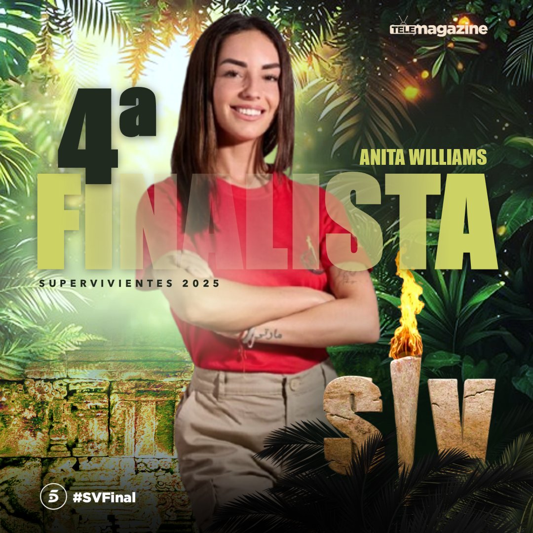 telemagazine (@telemgzn) on Twitter photo Anita (<a href="/anitawillliams/">Anita Williams Oficial ❤️🔥</a>) se queda fuera de la final y se convierte en la cuarta finalista clasificada de 'Supervivientes 2025'
#Supervivientes2025 #SVFinal Anita (<a href="/anitawillliams/">Anita Williams Oficial ❤️🔥</a>) se queda fuera de la final y se convierte en la cuarta finalista clasificada de 'Supervivientes 2025'
#Supervivientes2025 #SVFinal