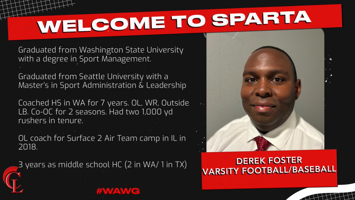 Welcome to Sparta! #WAWG #TIS <a href="/CoachFoster76/">Derek Foster</a>