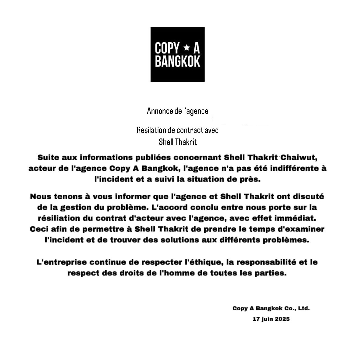 commuglbl's tweet photo. [📢] RUPTURE DE CONTRAT POUR L’ACTEUR  #ShellThakrit 

Suite aux accusations de chantage émotionnel, de manipulation et d’abus que l’acteur de #PlayboyyTheSeries a reçu de plusieurs femmes Copy A Bangkok a décidé de mettre fin à son contrat IMMÉDIATEMENT. https://t.co/Bk5zkm3vPn