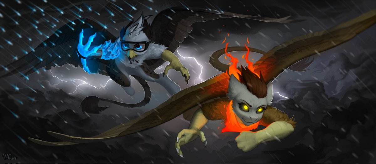 Fully detailed art for: <a href="/OspreayGryphon/">Ospreay ミサゴ</a> 
<a href="/Gryphon_Pony/">池路 Swango🔞</a>