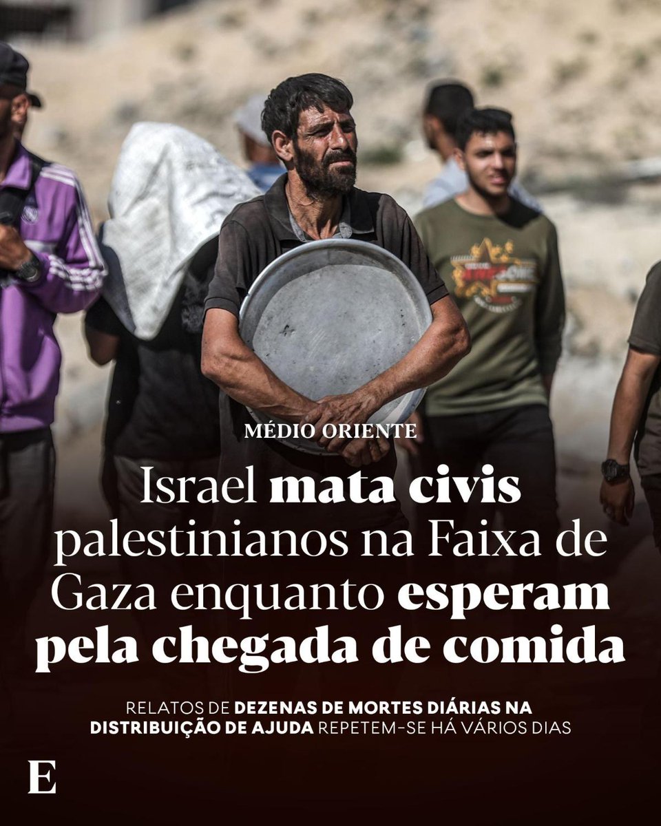 Civis palestinianos têm sido mortos pelas forças israelitas enquanto esperam por comida. Leia mais: expresso.pt/expresso-funda…