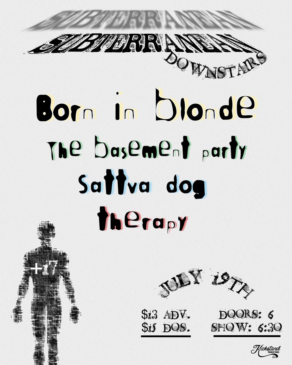 Kickstand Productions (@kickstandshows) on Twitter photo ๐ฅ JUST ANNOUNCED ๐ฅ
Born In Blonde with Sattva Dog, The Basement Party & Therapy
๐ SAT., JULY 19 at <a href="/subtchicago/">Subterranean</a> Downstairs
๐ ON SALE NOW
๐ bit.ly/4mGD5bw ๐ฅ JUST ANNOUNCED ๐ฅ
Born In Blonde with Sattva Dog, The Basement Party & Therapy
๐ SAT., JULY 19 at <a href="/subtchicago/">Subterranean</a> Downstairs
๐ ON SALE NOW
๐ bit.ly/4mGD5bw