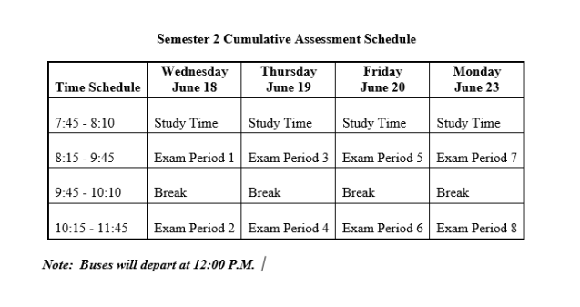 Best of luck on your Semester 2 Cumulative Exams, Highlanders!