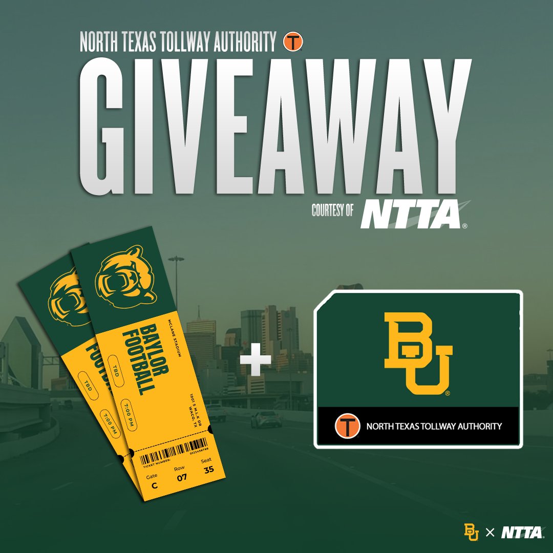 Enjoy the summer thanks to <a href="/TollTagNews/">NTTA News</a> with toll credit and tickets to a <a href="/BUFootball/">Baylor Football</a> game! 🚘

Enter to win now: baylorbea.rs/43PgWk6