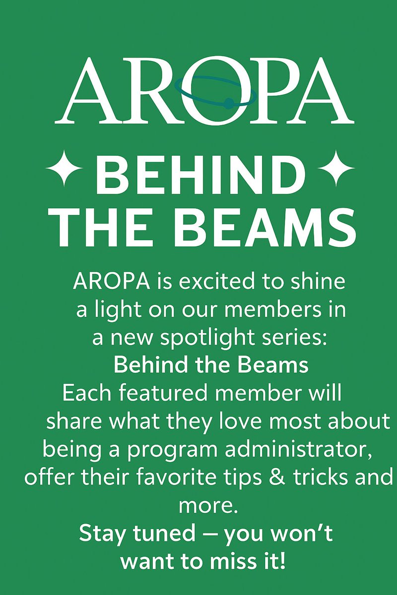 AROPA (@aropa_org) on Twitter photo Ever wonder what it’s like to run a Residency Program behind the scenes? We are kicking off ‘Behind the Beams’ spotlighting the Admins who make it all happen. Tips, stories, real talk. Stay tuned! #BehindTheBeams #AropaStrong #radonc #GME #MedPhys Ever wonder what it’s like to run a Residency Program behind the scenes? We are kicking off ‘Behind the Beams’ spotlighting the Admins who make it all happen. Tips, stories, real talk. Stay tuned! #BehindTheBeams #AropaStrong #radonc #GME #MedPhys
