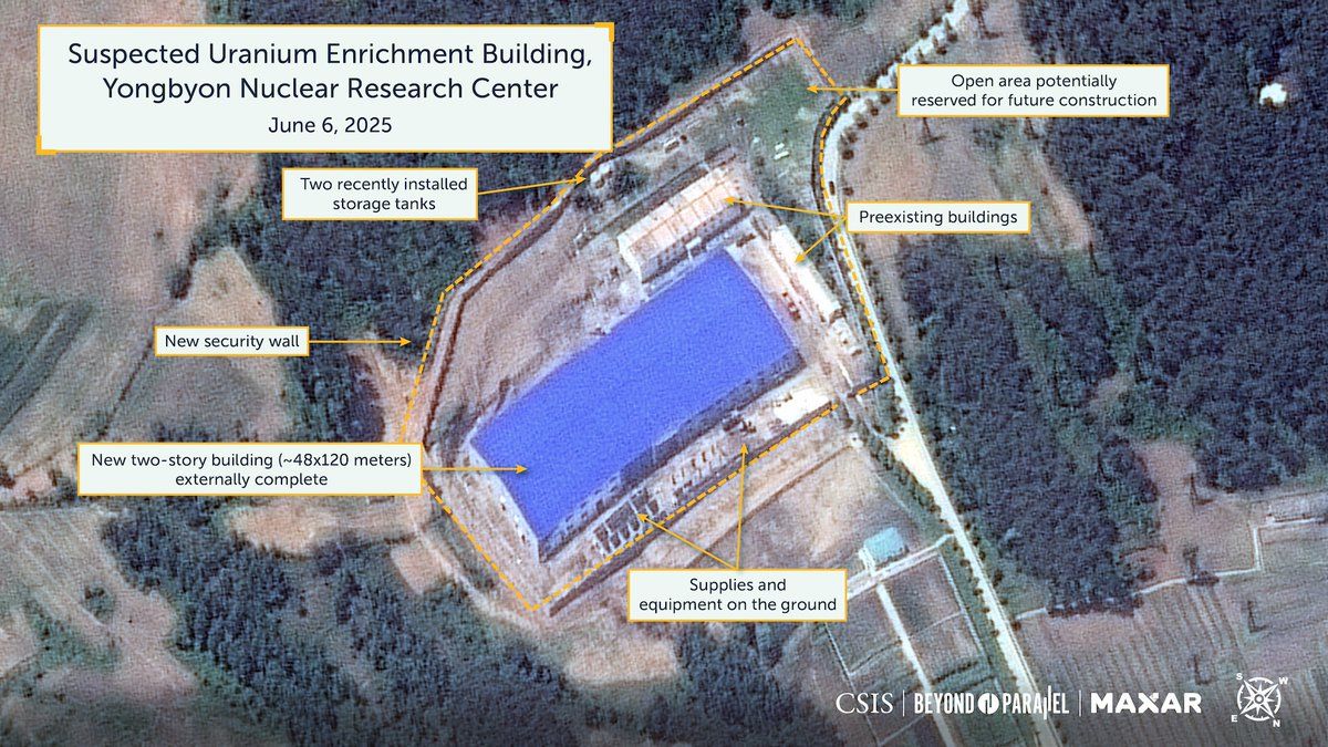 🚨 Satellite analysis by <a href="/CSIS/">CSIS</a> Beyond Parallel indicates North Korea is potentially building another uranium enrichment plant at Yongbyon, which could expand the country's nuclear production capabilities. 

Read the findings: beyondparallel.csis.org/suspected-uran…