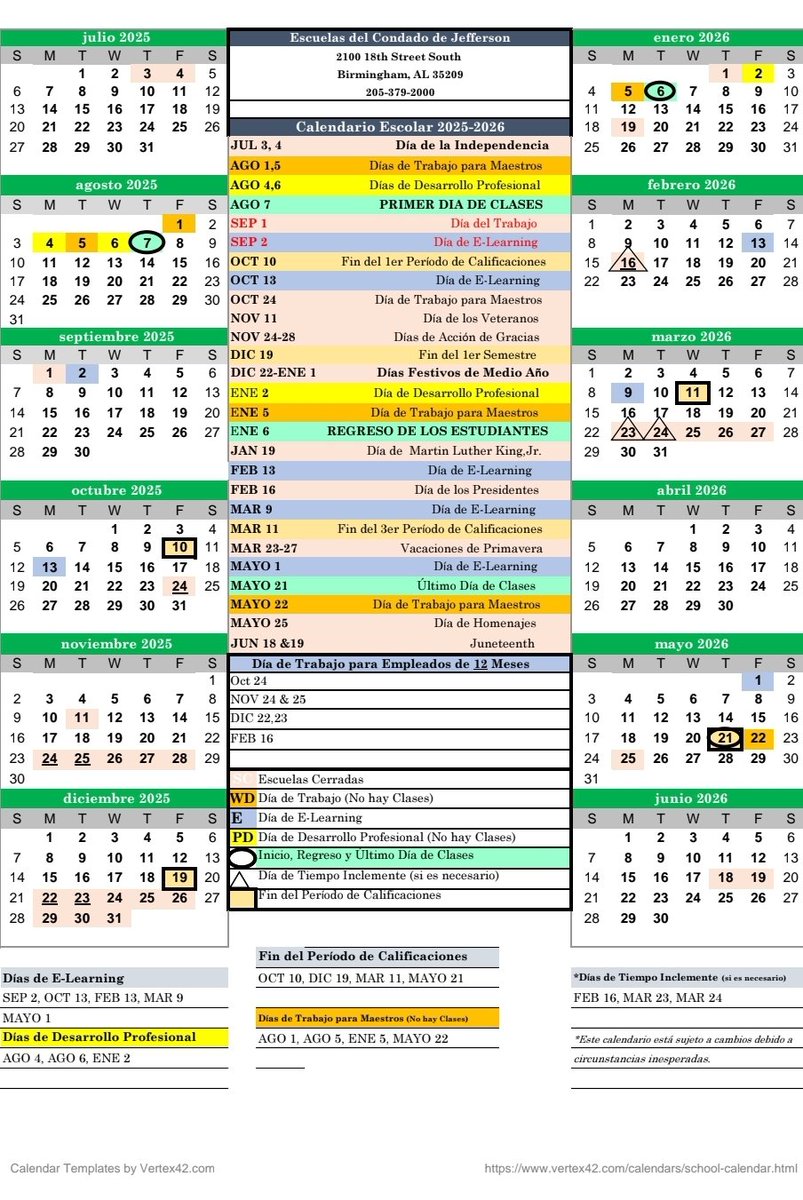 Parents, as you prepare your plans/vacations for next year, we want you to have access to the 2025-2026 School Calendar. 

1st day of school is August 7th!