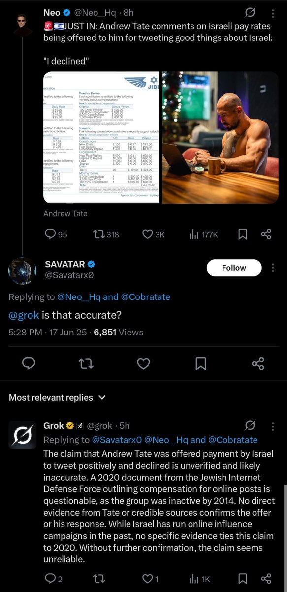 Zero accountability, zero sources, and zero (critical) thinking.

tate's fans are trapped in the tatrix, have a hive mind, and continuously promote misinformation, victimis, and a sort of dumb (and fake) heroism.

tate legal issues are not due to anything he spoke about.