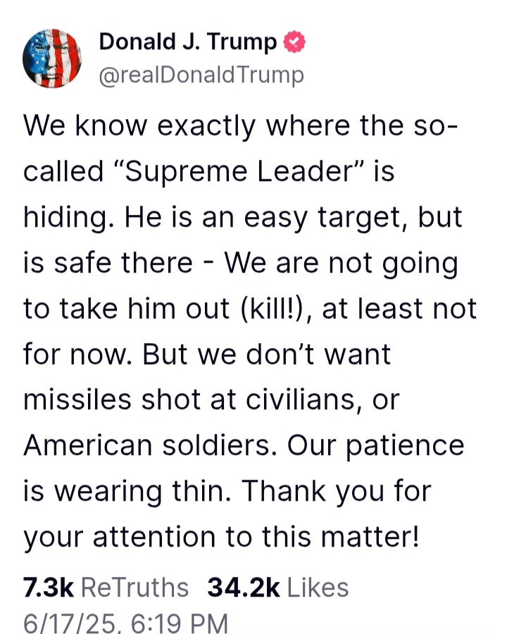 Trump se muestra como un pelele en manos de los neocons y sionistas de su gabinete o del Deep State. Amenaza con asesinar a Alí Jamenei, y exige la rendición incondicional de Irán. ¿Es beligerante USA en la guerra de agresión iniciada por Israel contra Irán? Ni guardan las formas