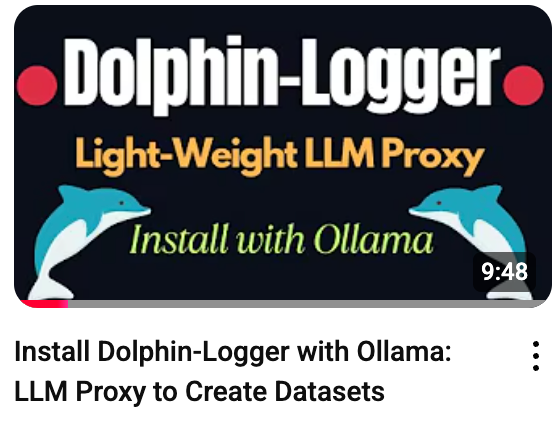 Eric Hartford (@cognitivecompai) on Twitter photo Excellent content as always <a href="/fahdmirza/">Fahd Mirza</a>!
Dolphin Logger lets you record your interactions with LLMs from clients such as <a href="/OpenWebUI/">Open WebUI</a> <a href="/cline/">Cline</a> <a href="/allhands_ai/">All Hands AI</a> and DolphinMCP. Excellent content as always <a href="/fahdmirza/">Fahd Mirza</a>!
Dolphin Logger lets you record your interactions with LLMs from clients such as <a href="/OpenWebUI/">Open WebUI</a> <a href="/cline/">Cline</a> <a href="/allhands_ai/">All Hands AI</a> and DolphinMCP.