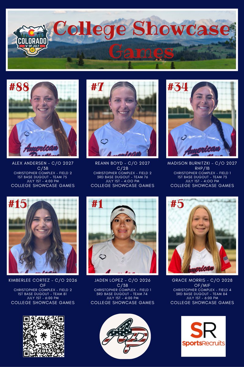 American Pastime CenCal 16U (@apastimecc16u) on Twitter photo COACHES!!! Make sure you swing by our young ladies Fields and Game times July 1st at the <a href="/COSparkFire/">CO 4th of July</a> Showcase games! All players listed are uncommitted and ready to make in impact for your program! #AmericanPastime #APCC16U COACHES!!! Make sure you swing by our young ladies Fields and Game times July 1st at the <a href="/COSparkFire/">CO 4th of July</a> Showcase games! All players listed are uncommitted and ready to make in impact for your program! #AmericanPastime #APCC16U