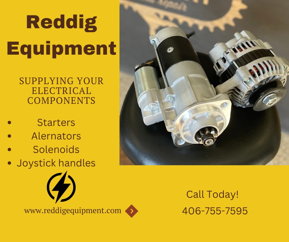 Need starters, alternators, or batteries? ⚡️
Reddig Equipment &amp; Repair is your go-to source for reliable parts and service. Keep your machines running strong—stop in or give us a call!
#ReddigEquipment #EquipmentRepair #HeavyEquipmentParts