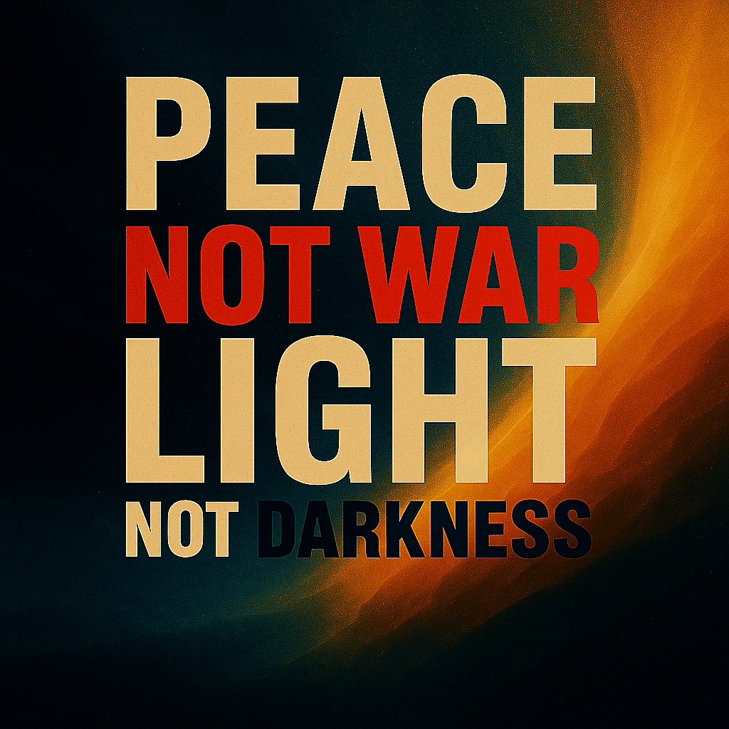 "PEACE NOT WAR, LIGHT NOT DARKNESS!"

#peace #war #russia #ukraine #Gaza #darkness #light #Israel #iran #UnitedStates #DonaldTrump <a href="/realDonaldTrump/">Donald J. Trump</a> <a href="/DonaldJTrumpJr/">Donald Trump Jr.</a>  <a href="/TuckerCarlson/">Tucker Carlson</a> <a href="/BlazeTV/">BlazeTV</a>
