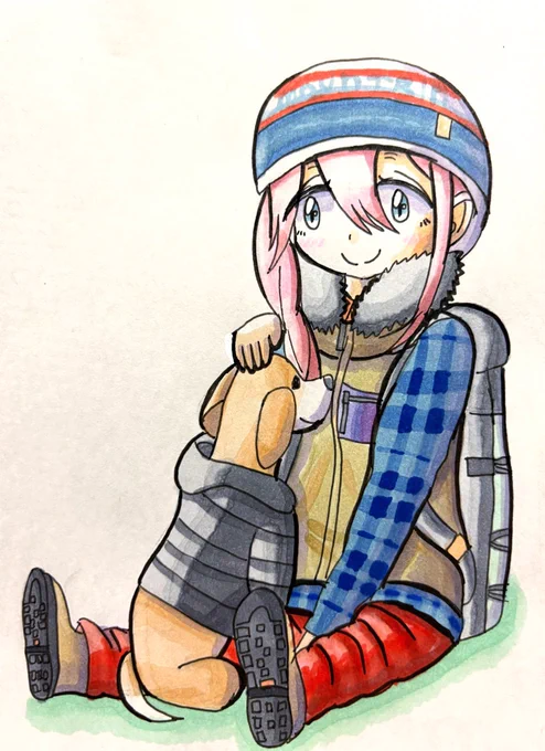 【再掲】 なでしことわんこ #ゆるキャン #各務原なでしこ #コピック
