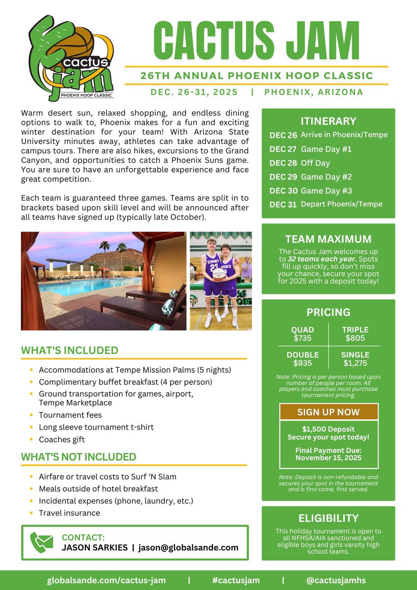Just a few spots left for the 2025 Cactus Jam! Reach out to reserve your spot for December globalsande.com/cactus-jam/