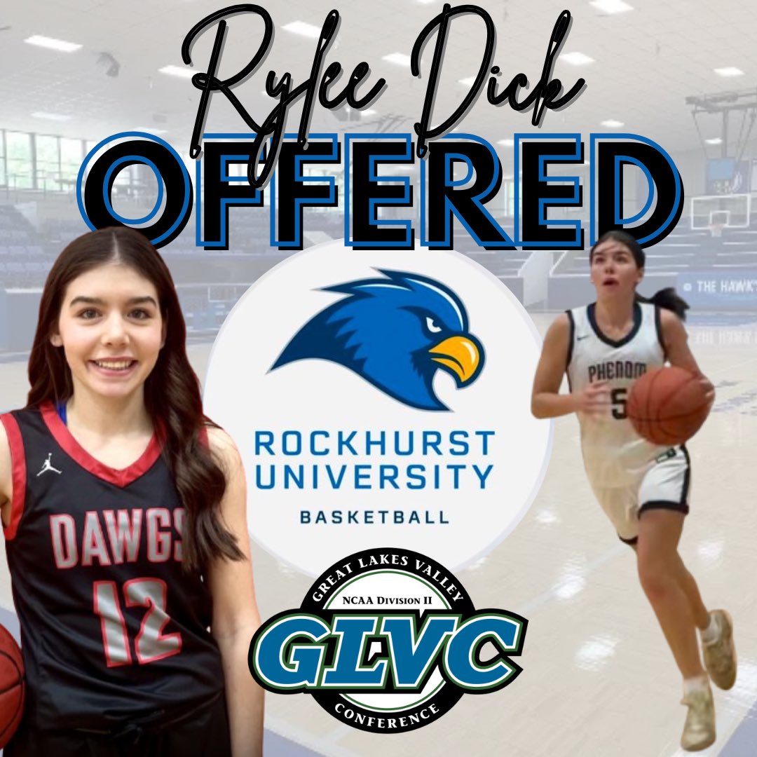 RyleeDick1212's tweet image. What started as a dream is turning into a reality. Thank you Coach Park and Rockhurst University for the offer to continue my journey at the next level! 🏀💙 Go Hawks! @truck0820 @MissouriPhenom @RUhawks