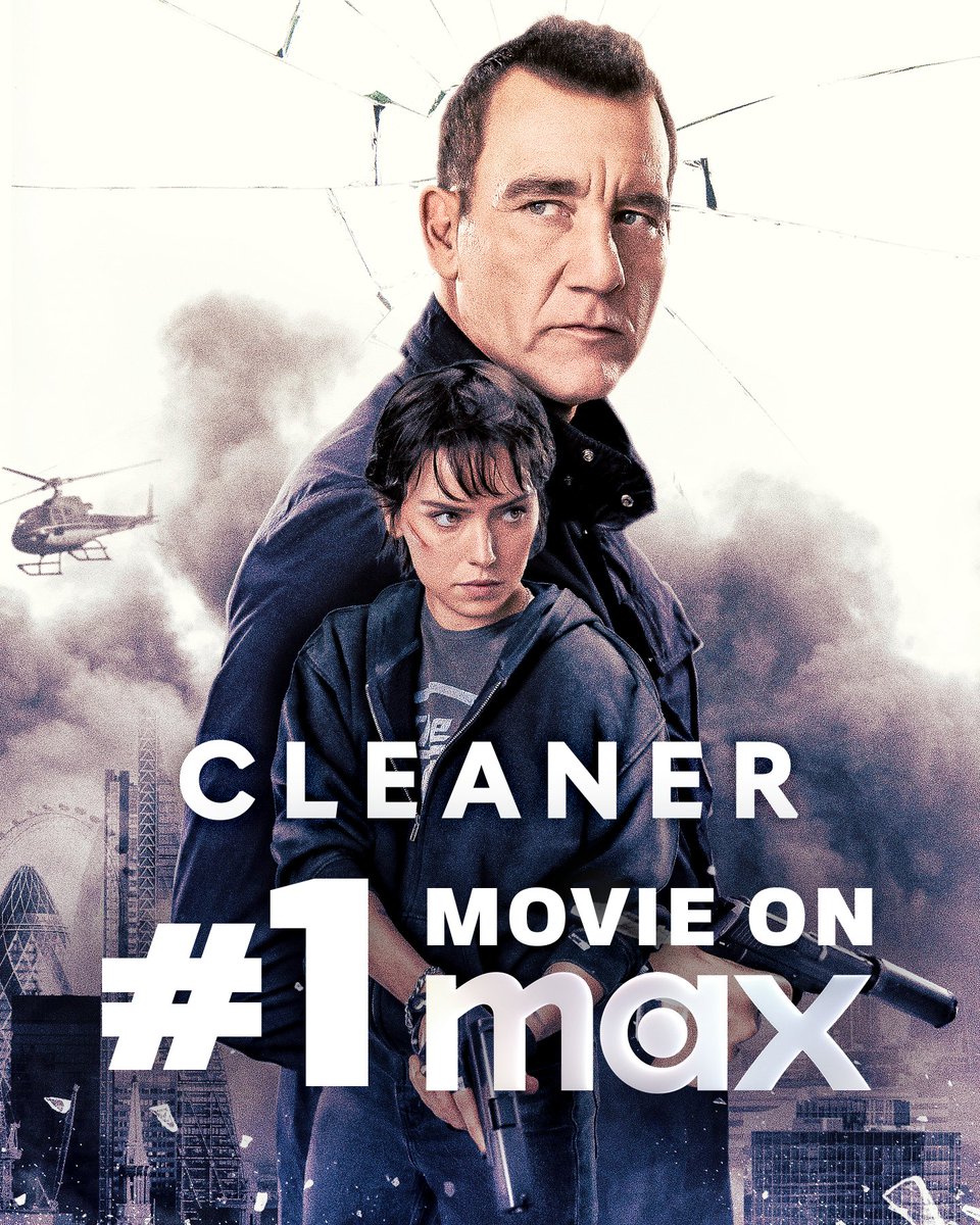 QuiverDistrib's tweet image. A spotless debut. ✨🧼  

#Cleaner is the #1 movie on @StreamOnMax!

#DaisyRidley #CliveOwen #TazSkylar #MartinCampbell