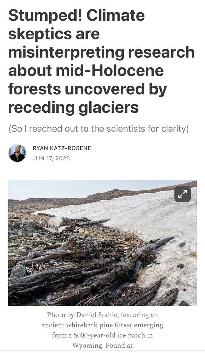 Spent a few weeks working on this one! I saw too many social media posts from skeptics about these receding glaciers which had revealed ancient tree stumps - claiming this somehow disproves the IPCC’s claim about how it’s warmer now than it has been for 125,000 years… uh, no!