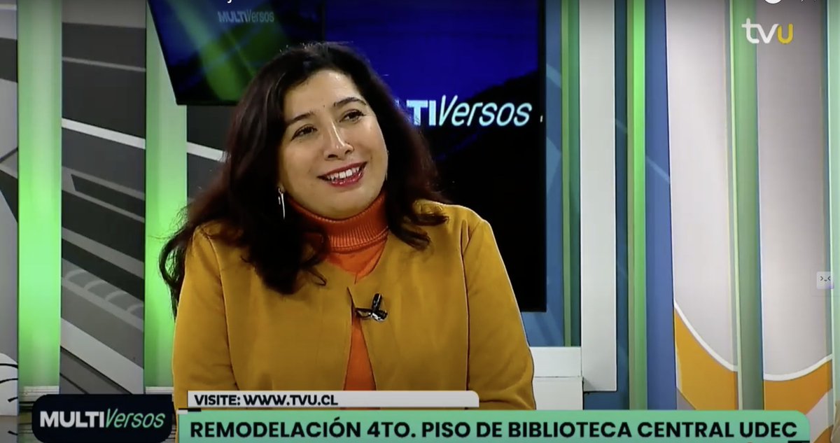 UdecBibliotecas's tweet image. [Medios] 🎙️📺Como una instancia “emotiva y entretenida” describió nuestra directora @JaraMaricic la jornada “Reconéctate con Bibliotecas UdeC”, en su visita a @TVU_television junto a Moira Délano de @AlumniUdeC.

Revisa la entrevista ▶️youtube.com/watch?v=cReW2-…