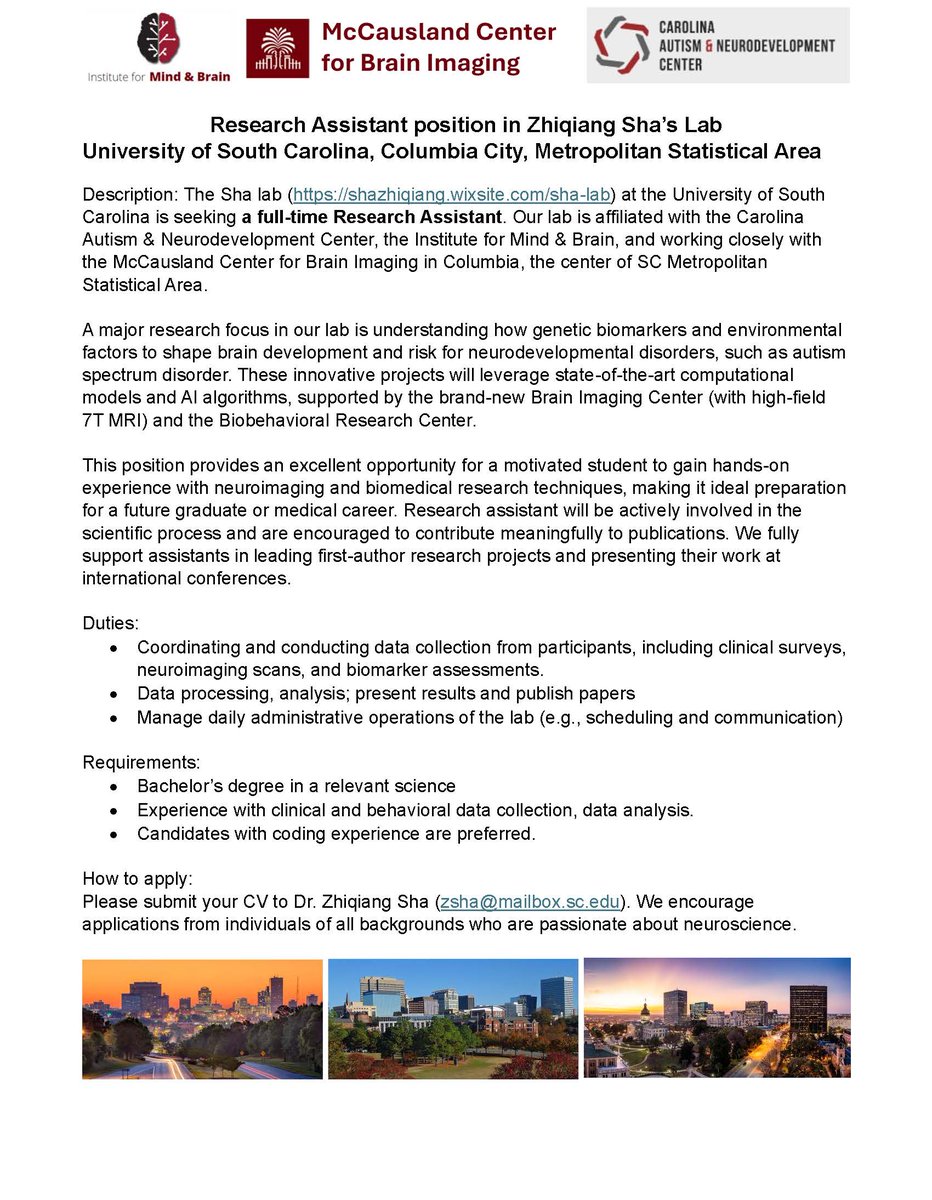 sha_zhiqiang's tweet image. 🔔🔔My new lab is hiring a full-time Research Assistant, exploring how genetic factors and environmental factors (e.g., early life stress) influence brain development and neurodevelopmental disorders (e.g., autism). Welcome! Pls RT and DM me if you are interested. Thanks.
