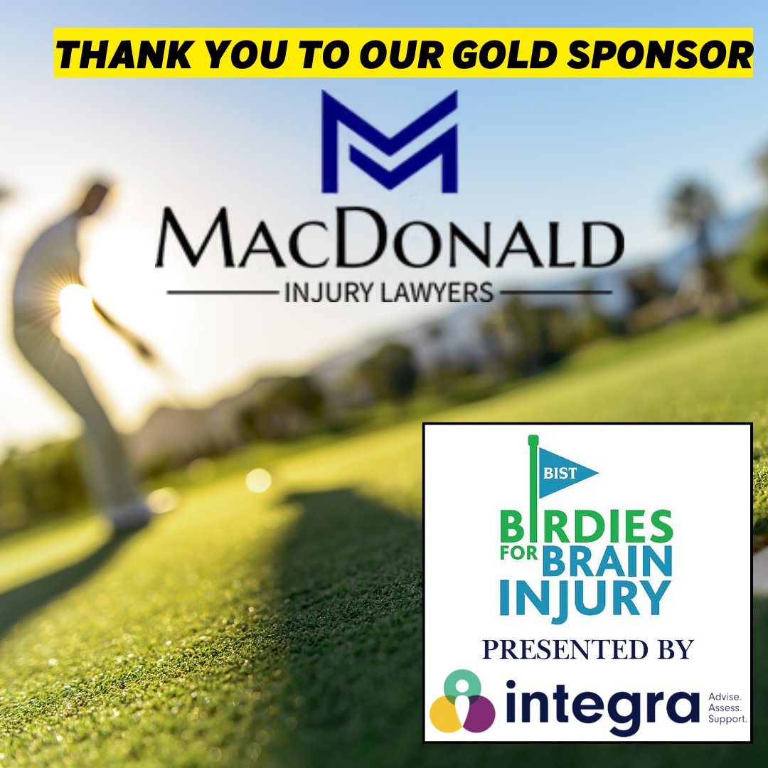 Thank you SO MUCH to our Birdies for Brain Injury Gold Sponsor 💛MacDonald Injury Lawyers - we can't wait to see you and all our amazing golfers on June 20th at Lionhead Golf and Country Club!
⛳ There's STILL TIME to join our tournament -  🔗bist.ca/birdies