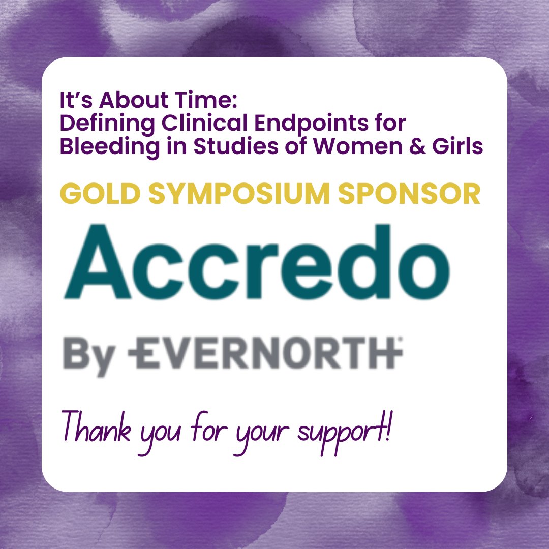 fwgbd's tweet image. Let's find solutions in research & measure what matters, like menstruation & postpartum bleeding. Join us for our panel of experts driving forward clinically relevant, inclusive solutions. fwgbd.org/isth-symposium… Thank you to our Gold Sponsor, Accredo, for their support! 💜