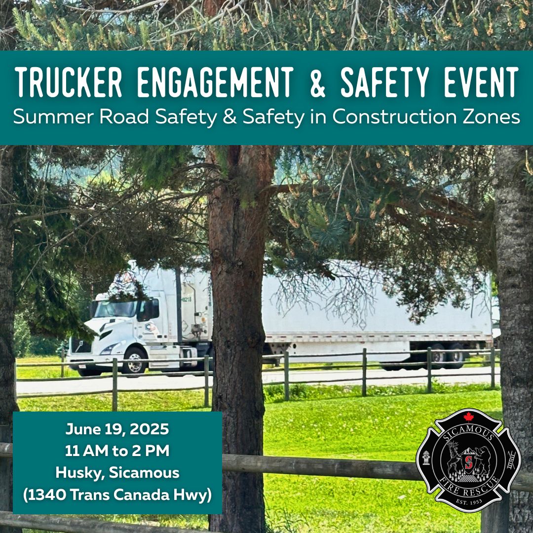 We’re hosting a Trucker Engagement &amp; Safety Awareness Event, and the countdown is on!🚨🚛
📆June 19, 2025
⏰11 a.m. to 2 p.m.
📍Husky, Sicamous (1340 Trans Canada Highway)
Let’s work together to stay alert, stay respectful and arrive safe.
#SicamousFireRescue #DriveSafeBC