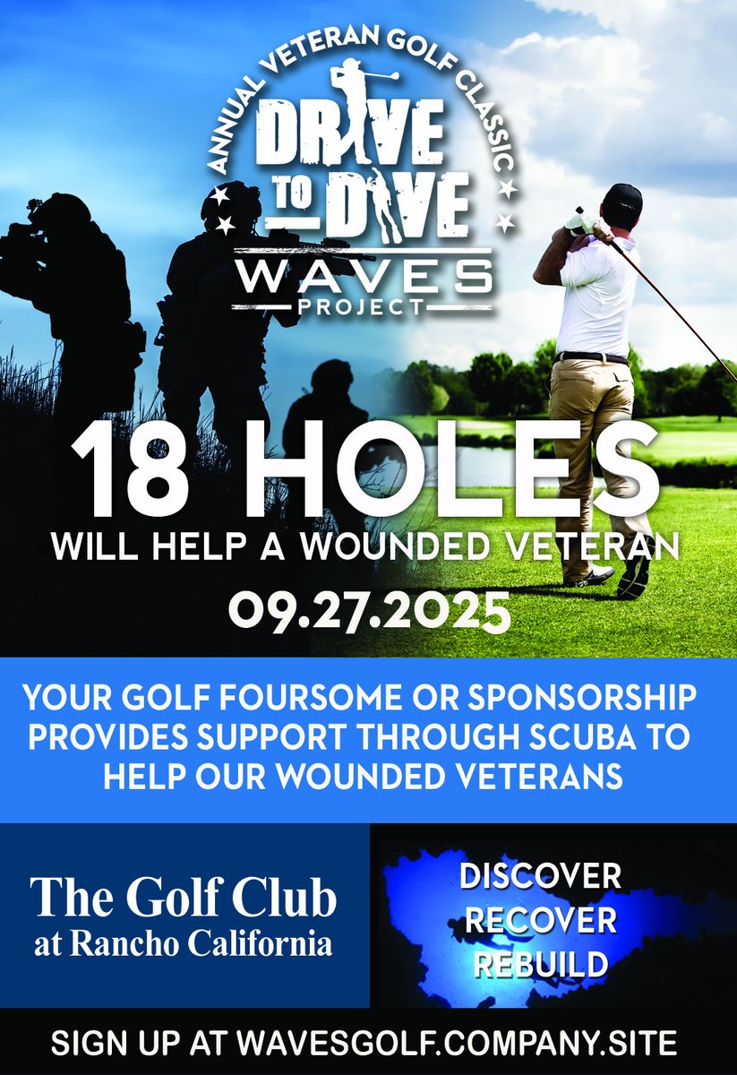 TheWAVESProject's tweet image. Support veterans and enjoy a great day on the course. Visit wavesgolf.company.site  to register now.
