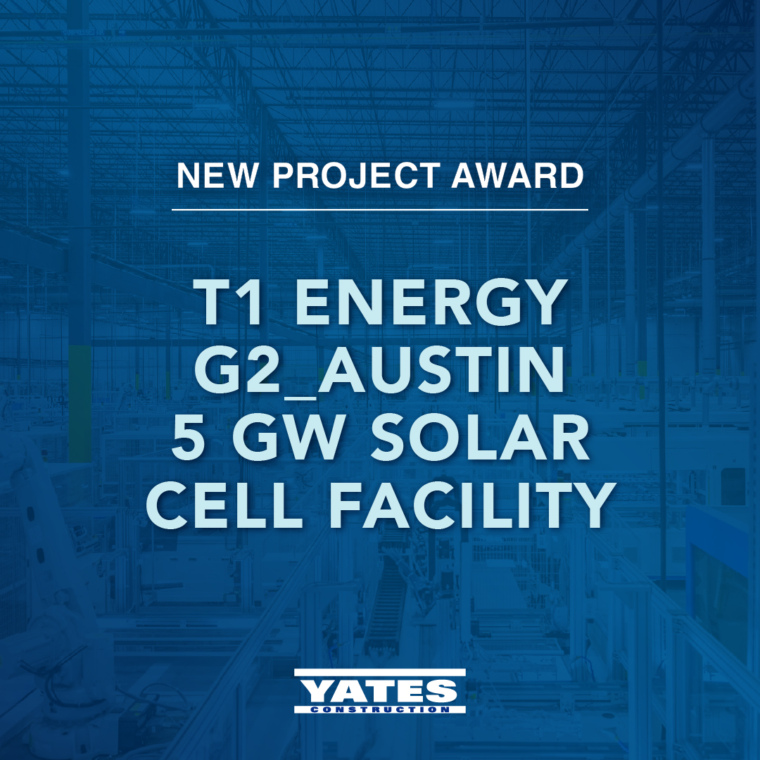 We are excited to announce that T1 Energy has selected Yates Construction to begin work on its G2_Austin 5 GW Solar Cell Facility in Milam County, Texas. Click the link to read more about this project!
#yatesbuilds

ir.t1energy.com/news-releases/…