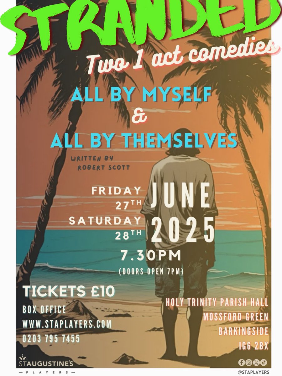 I don’t know if people are putting their ticket requests in bottles and throwing them in the ocean, but sales are slow. Apparently I’ve been told tonight that we still have to do this shizzle, so may as well promote it. #Stranded #whydoidothistomyself <a href="/staplayers/">𝐒𝐭 𝐀𝐮𝐠𝐮𝐬𝐭𝐢𝐧𝐞’𝐬 𝐏𝐥𝐚𝐲𝐞𝐫𝐬 🎭</a> <a href="/mischiefcomedy/">Mischief</a>