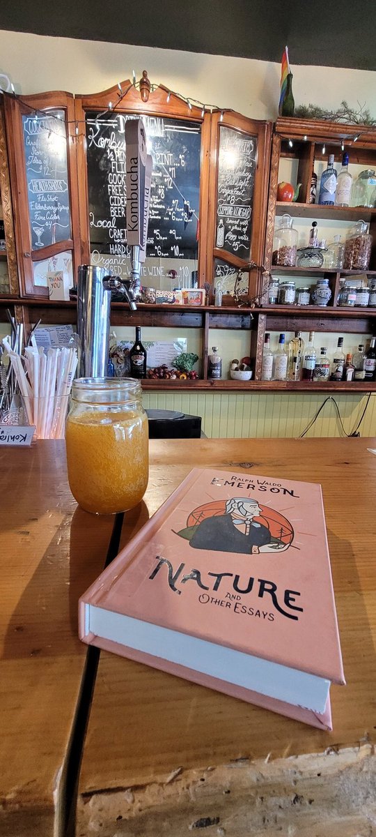 lifeislikeveg's tweet photo. Ginger Turmeric Kombucha and Emerson is today's vibe. Followed by a long walk. Local NS strawberries, too.  
#library #kombucha #farmacyandfermentary #pei #woman #love #books #strawberries #gingerturmeric #veganAF #sobriety #soberlifestyle #chefsdayoff #supportlocal https://t.co/K8nxpxWt0E