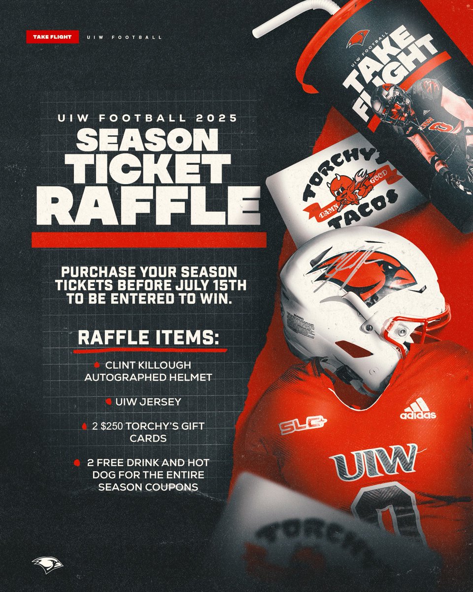 UIW ATHLETICS (@uiwathletics) on Twitter photo 𝐃𝐨 𝐲𝐨𝐮 𝐰𝐚𝐧𝐭 𝐭𝐨 𝐖𝐈𝐍 𝐬𝐨𝐦𝐞 𝐟𝐫𝐞𝐞 𝐠𝐢𝐯𝐞𝐚𝐰𝐚𝐲𝐬!
Purchase your Football season tickets before 𝗝𝘂𝗹𝘆 𝟭𝟱! 🍿
You could win some <a href="/UIWFootball/">UIW Football</a> memorabilia, <a href="/torchystacos/">Torchy's Tacos</a> gift cards & free concessions!
🎟️: tinyurl.com/49tuszrt
#TheWord | #TakeFlight 𝐃𝐨 𝐲𝐨𝐮 𝐰𝐚𝐧𝐭 𝐭𝐨 𝐖𝐈𝐍 𝐬𝐨𝐦𝐞 𝐟𝐫𝐞𝐞 𝐠𝐢𝐯𝐞𝐚𝐰𝐚𝐲𝐬!
Purchase your Football season tickets before 𝗝𝘂𝗹𝘆 𝟭𝟱! 🍿
You could win some <a href="/UIWFootball/">UIW Football</a> memorabilia, <a href="/torchystacos/">Torchy's Tacos</a> gift cards & free concessions!
🎟️: tinyurl.com/49tuszrt
#TheWord | #TakeFlight