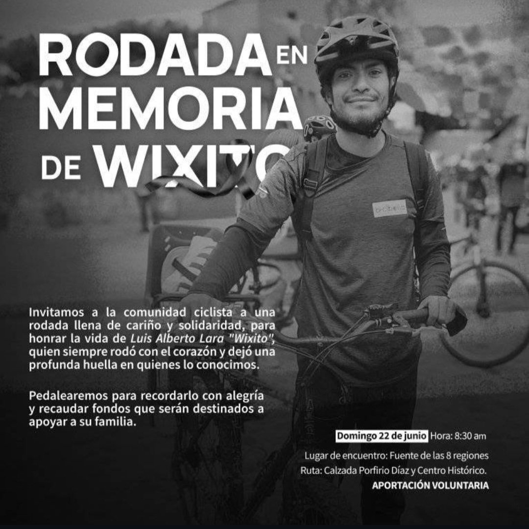 GabiSotoBiciB's tweet image. 🕊RODADA EN MEMORIA DE WIXITO

Con mucho cariño te esperamos a la rodada en memoria de nuestro amigo Wixito, quien siempre será parte de nuestro camino y de nuestras mejores rutas. 
📆 Fecha: Domingo 22 de Junio 2025
⌚ Hora: 8:30 am
🚩Punto de encuentro: Fuente de las 8 regiones