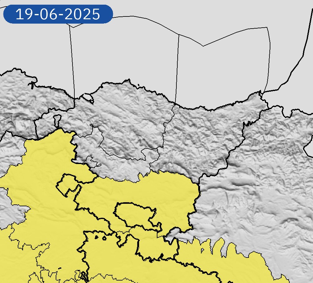 18/06 00:06 Avisos  activos mañana en País Vasco por tormentas. Nivel máximo de aviso: amarillo.
Actualizaciones en aemet.es/es/eltiempo/pr…