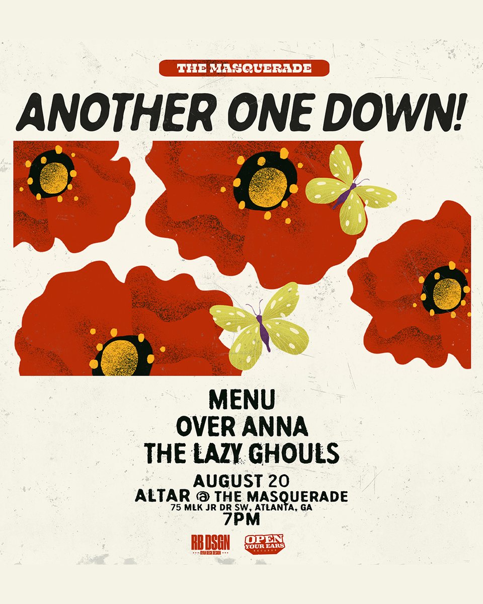 The Masquerade (@masquerade_atl) on Twitter photo ๐ฃ JUST ANNOUNCED!
๐บ @anotheronedown_ w/ MENU, Over Anna, & <a href="/lazyghouls/">The Lazy Ghouls</a>
๐ 8/20 in Altar
๐ซ ON SALE FRI (6/20) @ 11 AM
๐ bit.ly/aod-8-20 ๐ฃ JUST ANNOUNCED!
๐บ @anotheronedown_ w/ MENU, Over Anna, & <a href="/lazyghouls/">The Lazy Ghouls</a>
๐ 8/20 in Altar
๐ซ ON SALE FRI (6/20) @ 11 AM
๐ bit.ly/aod-8-20