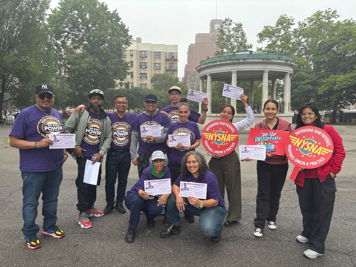 nynurses's tweet image. 1⃣ week until the June 24 primary election!

NYSNA, @32BJSEIU and @Local338 members knocked on doors to remind NYers that early voting ends June 22 and to vote for #UnionStrong candidates. #NYCLaborVotes