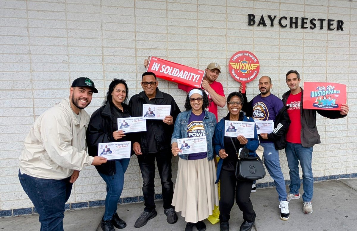nynurses's tweet image. 1⃣ week until the June 24 primary election!

NYSNA, @32BJSEIU and @Local338 members knocked on doors to remind NYers that early voting ends June 22 and to vote for #UnionStrong candidates. #NYCLaborVotes
