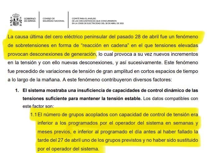 Bueno, pues el gobierno ya ha publicado su informe del apagón.

¿La causa? Pues que había…oh sorpresa… poca potencia firme en el sistema y que la culpa de esto es de Red Eléctrica.

No se podía saber.

Mañana saca Red Eléctrica otro informe y dirá que la culpa es de Franco