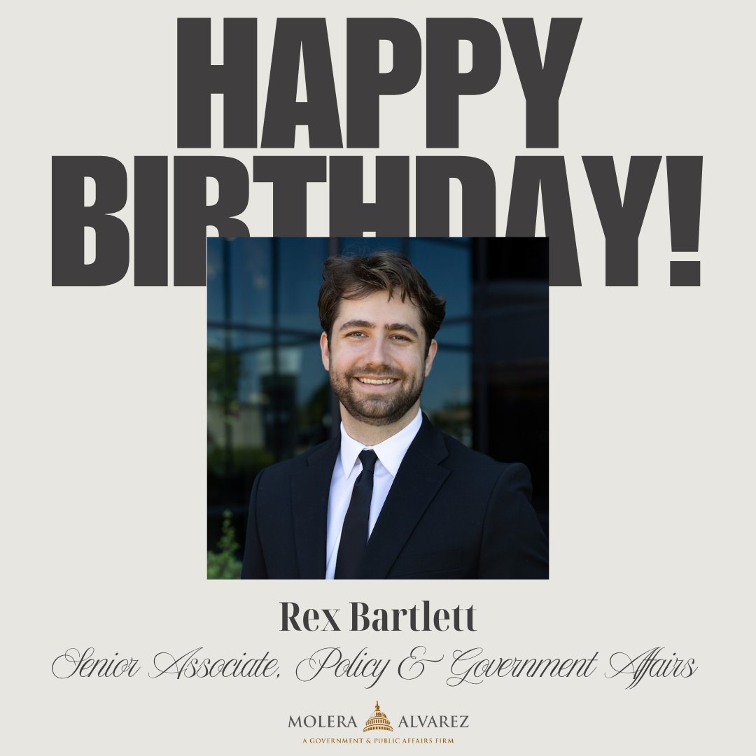 Happy (early) Birthday to Rex Bartlett, our Senior Associate of Policy and Government Affairs! 🎉

Your positivity, hard work, and team spirit make a meaningful impact on our team every day. Wishing you a fantastic year ahead! #HappyBirthday
