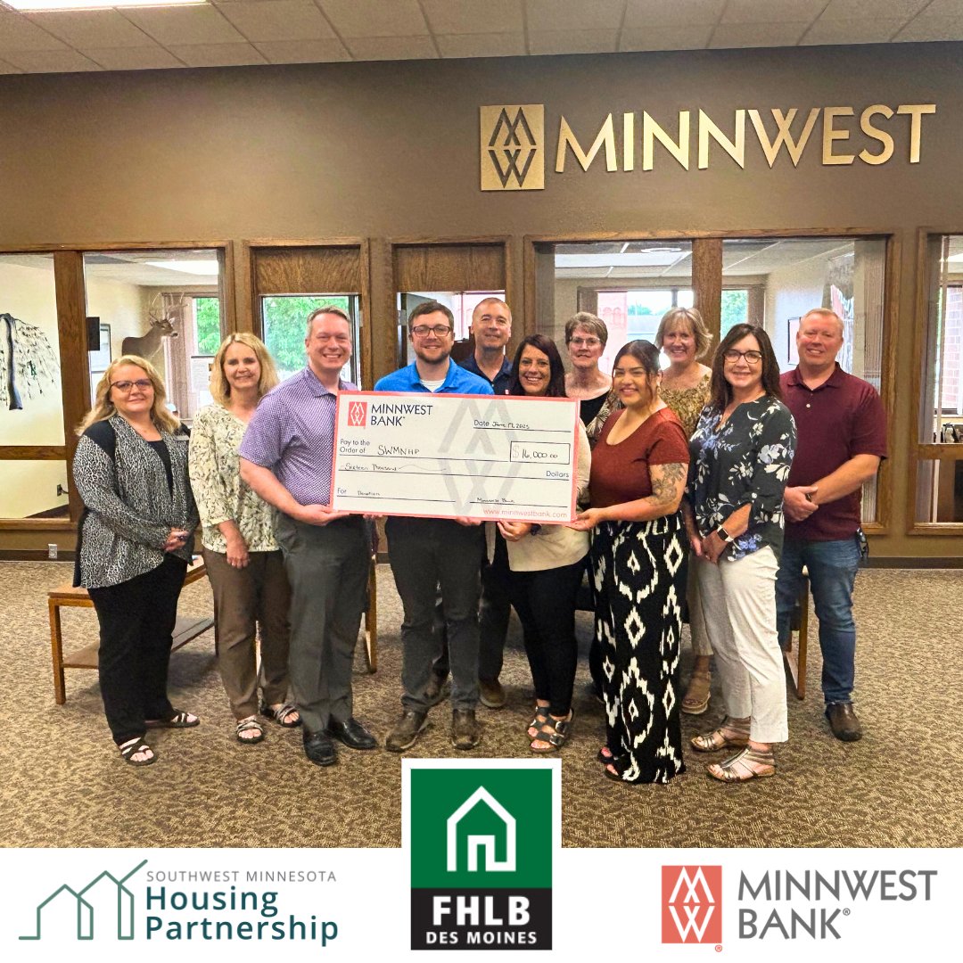 We're proud to partner with Minnwest Bank &amp; FHLB Des Moines through the #MemberImpactFund, which awarded $20M across MN for affordable housing &amp; community development. Thanks for supporting our mission to build stronger communities! 👏 #SWMHP #HomeForAll #CommunityDevelopment