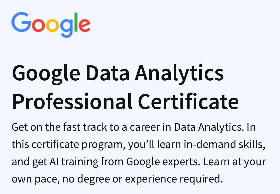 Si venís de cs sociales, humanidades, cs exactas o naturales y queres reorientar tu carrera a un puesto tech o business, DATA ANALYTICS es una buena opción 👈

En el próximo tweet te explico por qué y cómo podés aprender gratis 👇